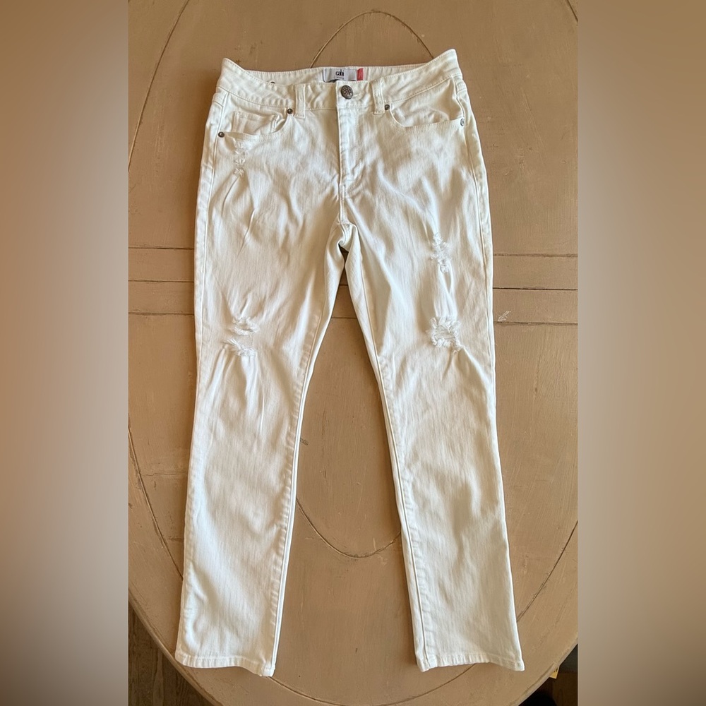 CAbi White Distressed Straight-Leg Jeans - Picture 8 of 8